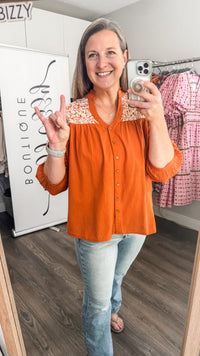 The Jane Top - Orange/white