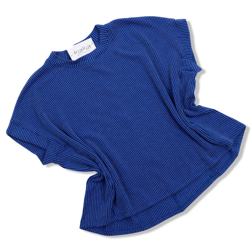 Buy Cobalt Blue Boat Neck Top With Gather Details Online