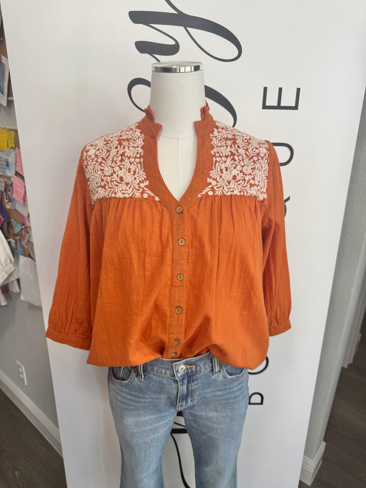 The Jane Top - Orange/white