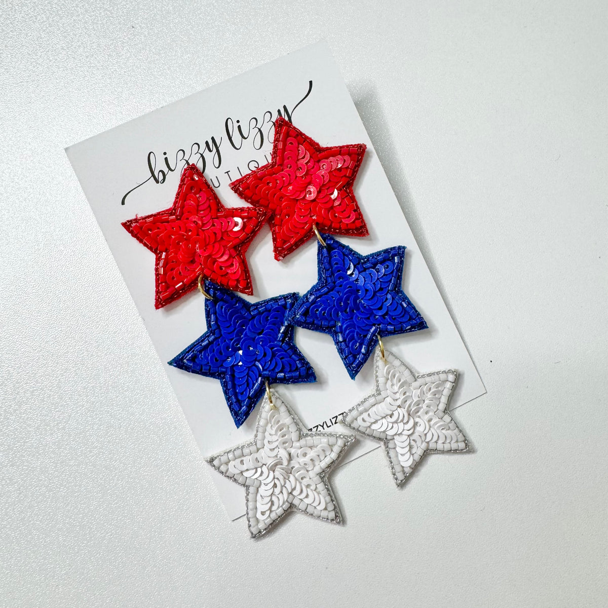 Red White & Blue Star Earrings - FINAL SALE