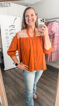 The Jane Top - Orange/white
