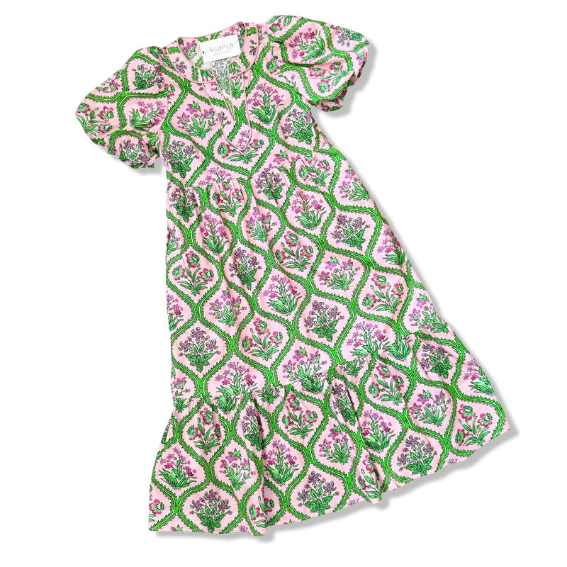 Albie Green and Pink Floral Entro Dress