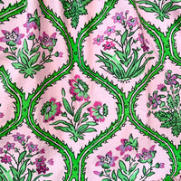 Albie Green and Pink Floral Entro Dress Print Close Up