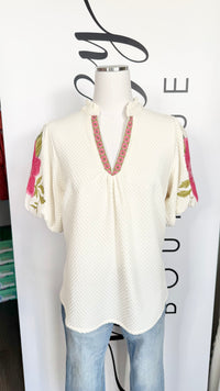 Bailey Umgee Embroidered Cream Top Mannequin