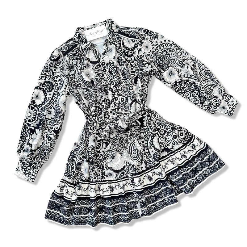 Black and White Print Umgee Short Dress