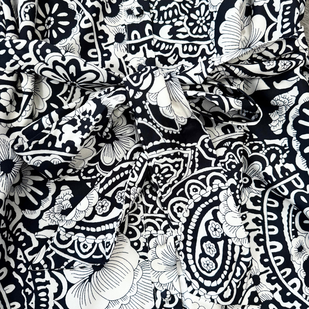 Black and White Print Umgee Short Dress Tie Belt