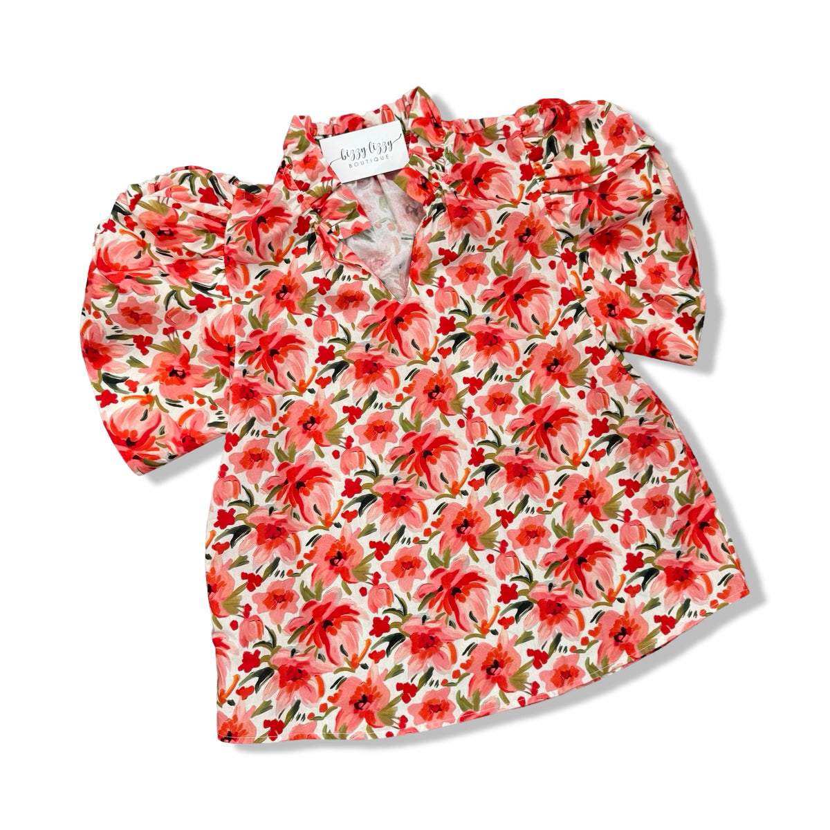 Red and Green Floral THML Top