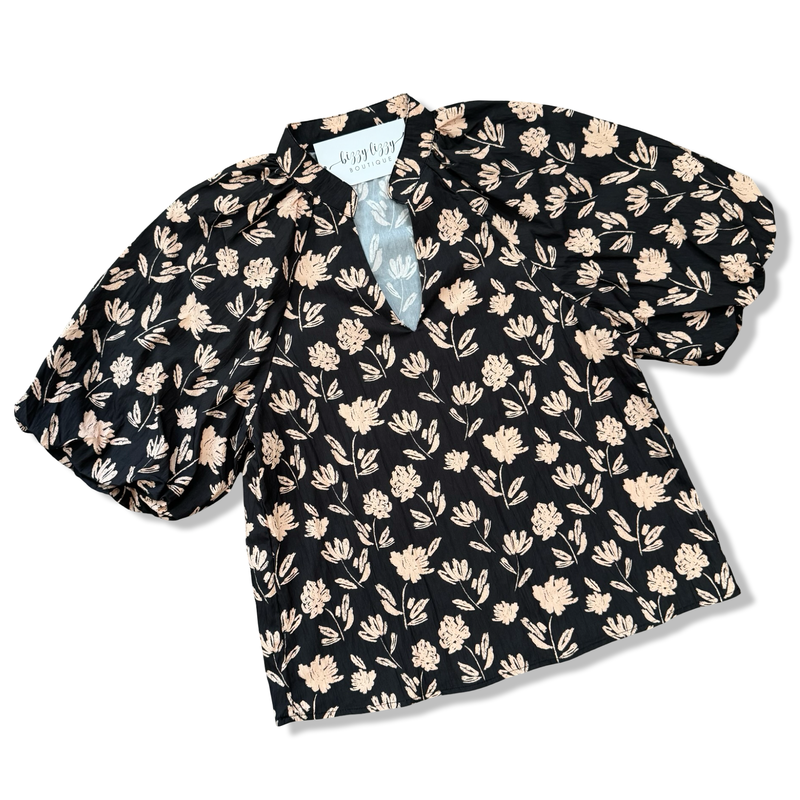 Chandler Top THML Black Tan Floral