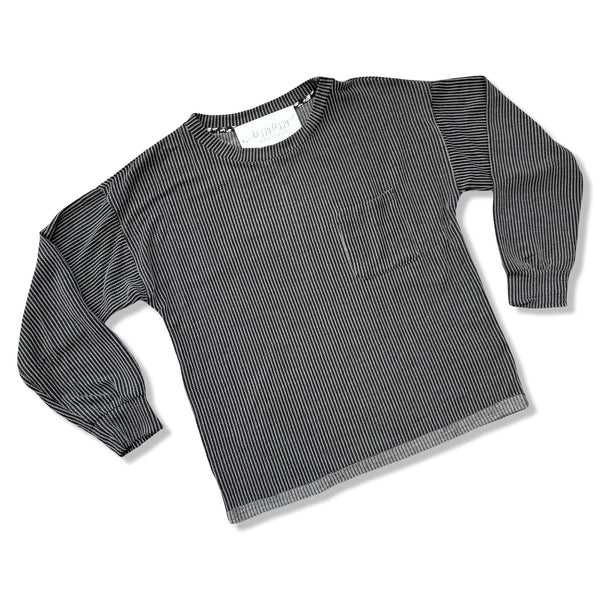Charcoal Black Ribbed Long Sleeve Top Umgee