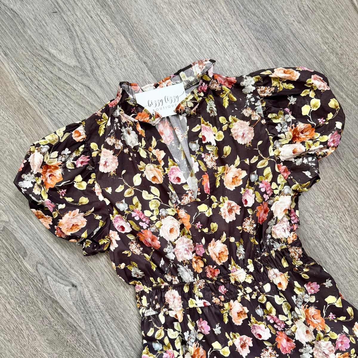 Chocolate Brown Floral Cowgirl Dress Entro