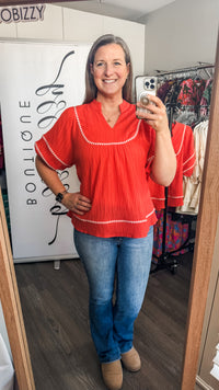 Coral Umgee Sweetheart Top Model