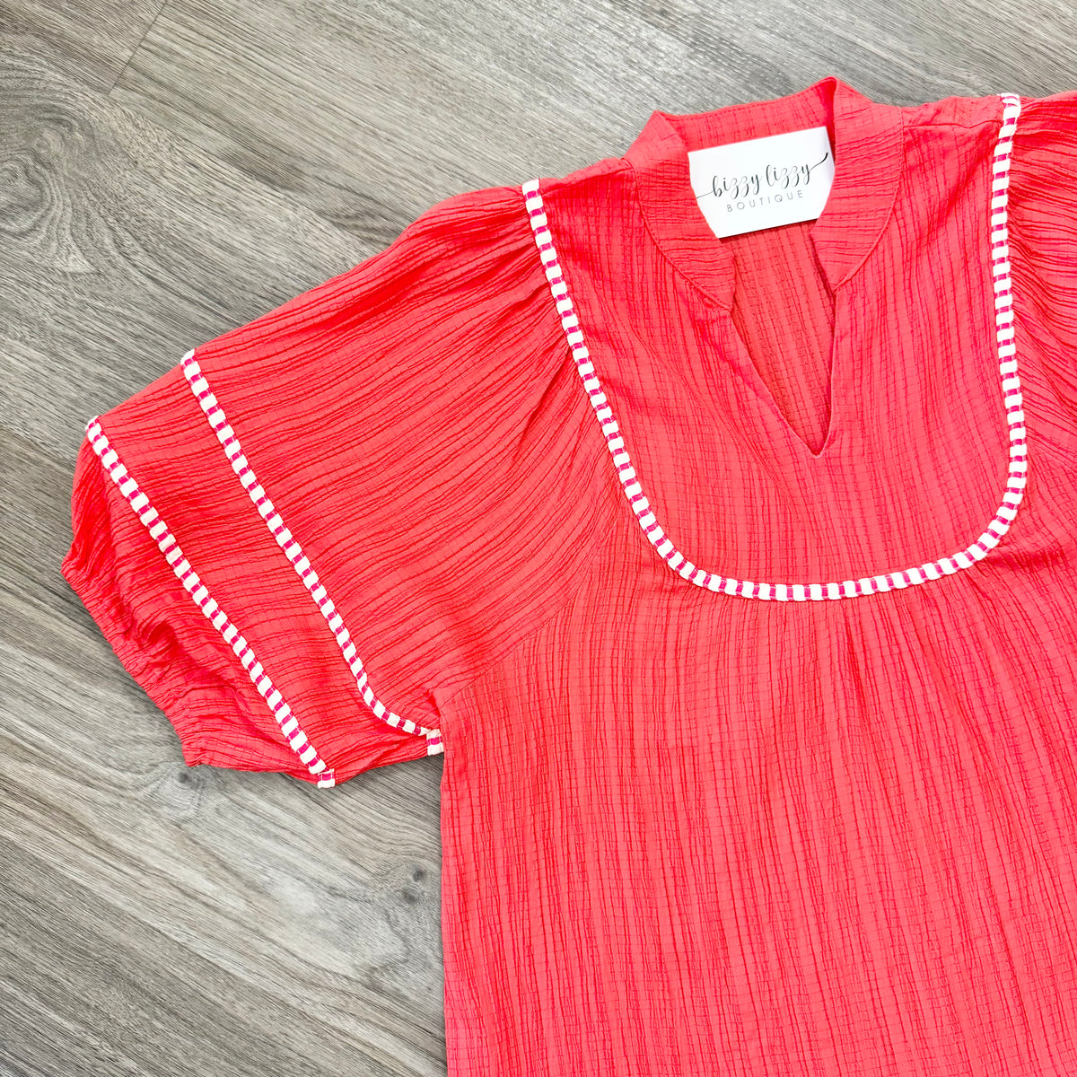  Coral Umgee Sweetheart Top Sleeve