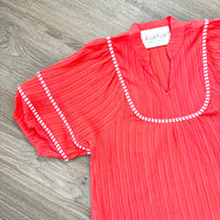  Coral Umgee Sweetheart Top Sleeve