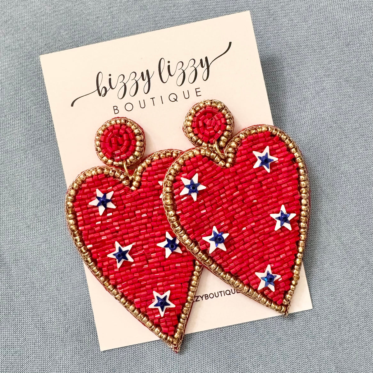 Red White & Blue Heart Earrings - FINAL SALE