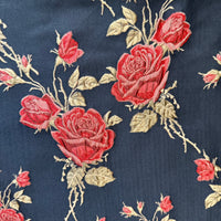 Dana Navy and Red Floral Jacquard Dress Entro Print Clouse UP