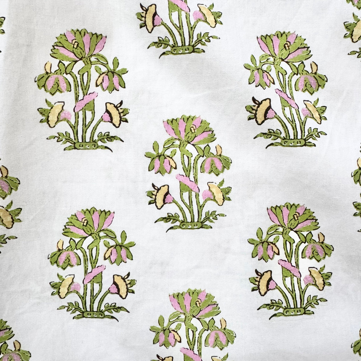 Entro Light Pink and Green Floral Button Down Top Close Up of Print