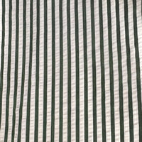 A close-up of a striped fabric pattern featuring alternating vertical stripes of dark forest green and off-white.