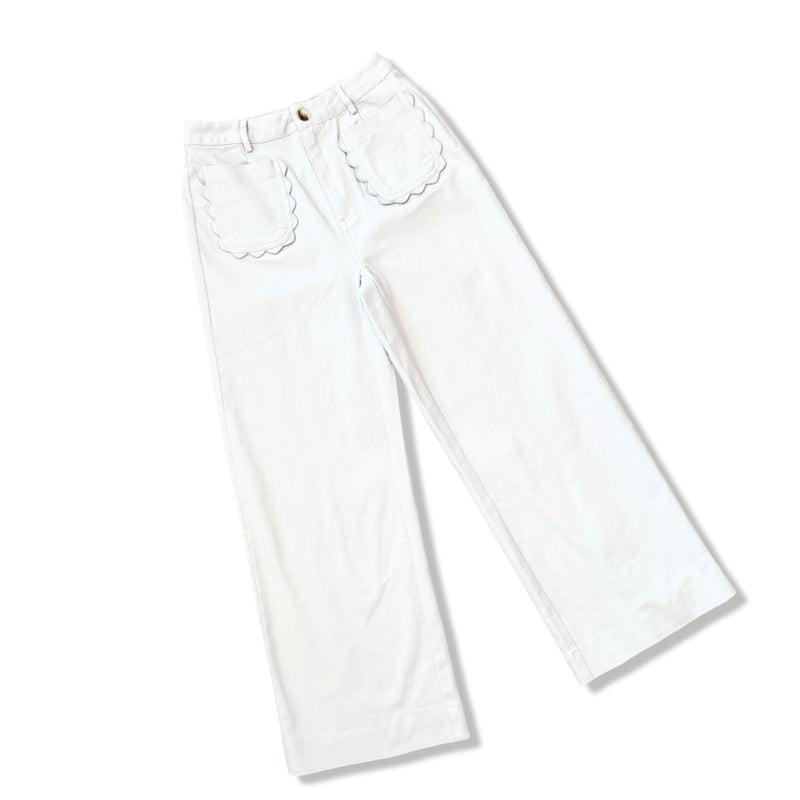 Entro Wide Leg Cropped Pant White