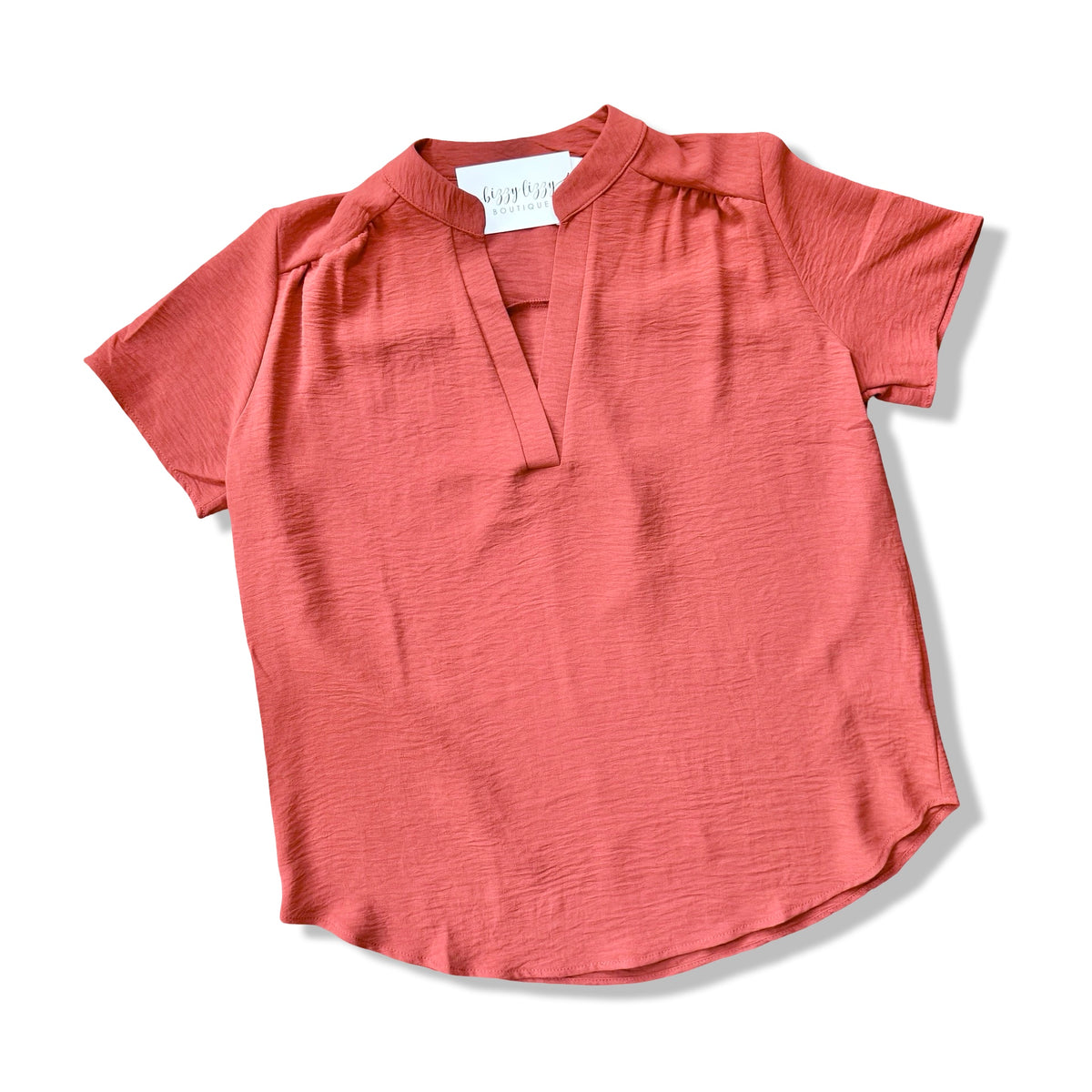 Greta Burnt Orange Entro Basic Polyester Top V Neck