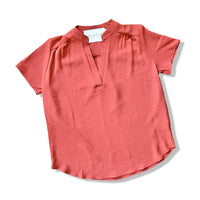 Greta Burnt Orange Entro Basic Polyester Top V Neck