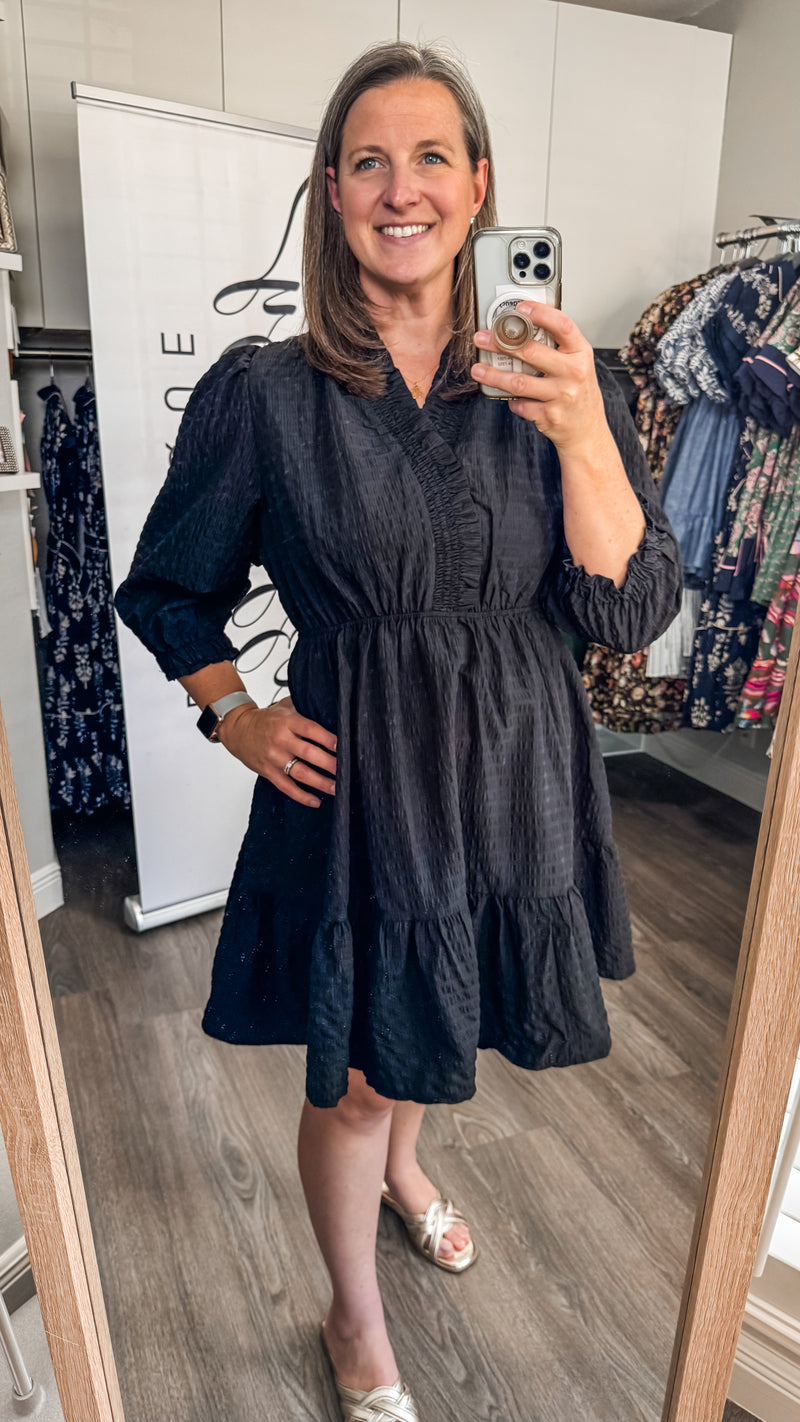 Hannah Little Black Holiday Dress Umgee Model