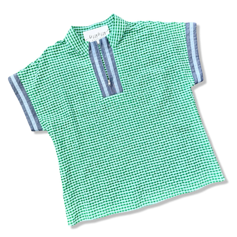 Hudson Top Gingham THML Top with Zipper