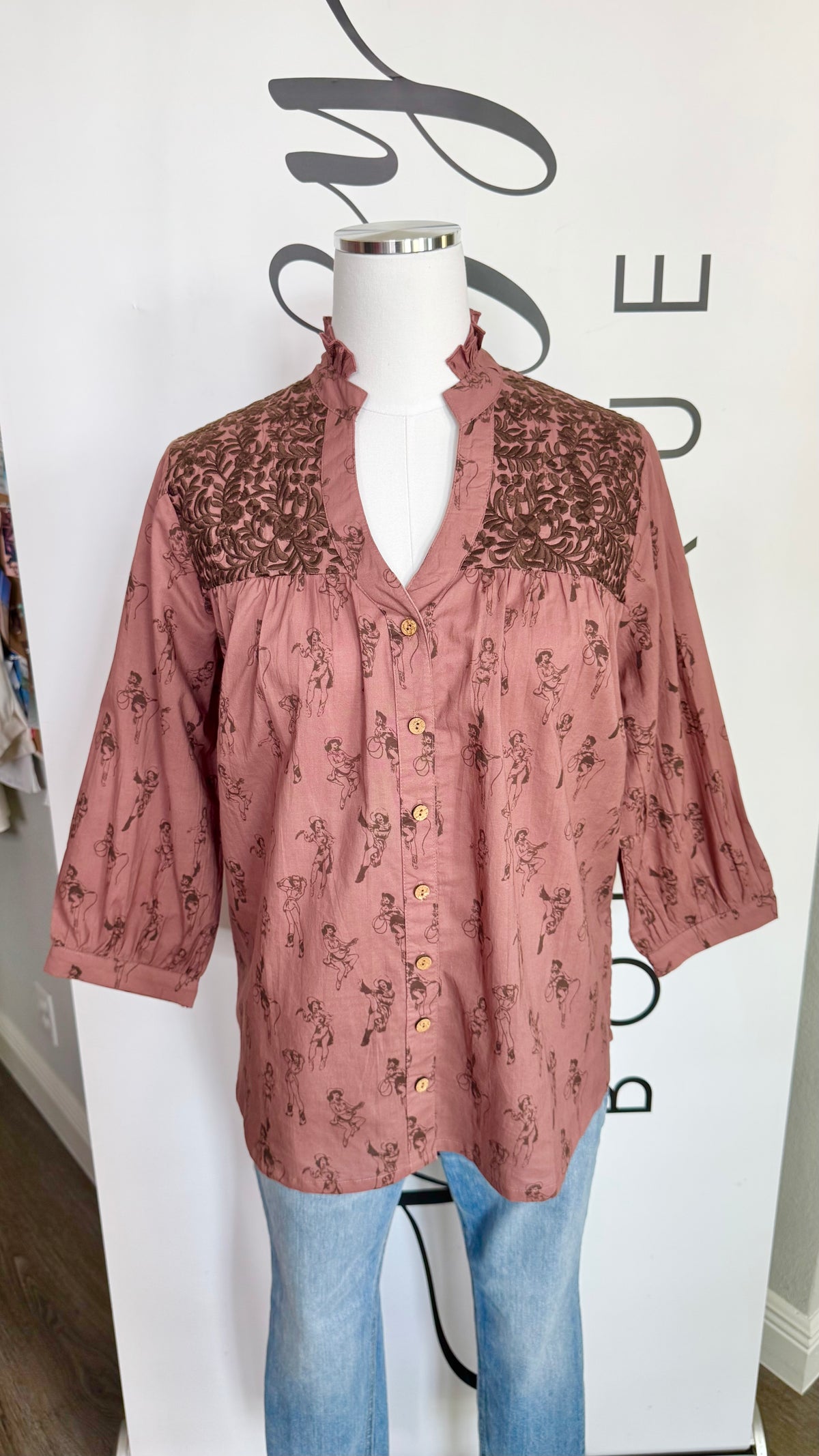 Jane Cowgirl Print Top Layerz Mannequin
