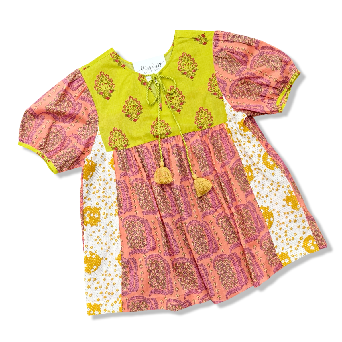 Pink and Lime Patchwork Cotton Top
