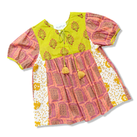 Pink and Lime Patchwork Cotton Top