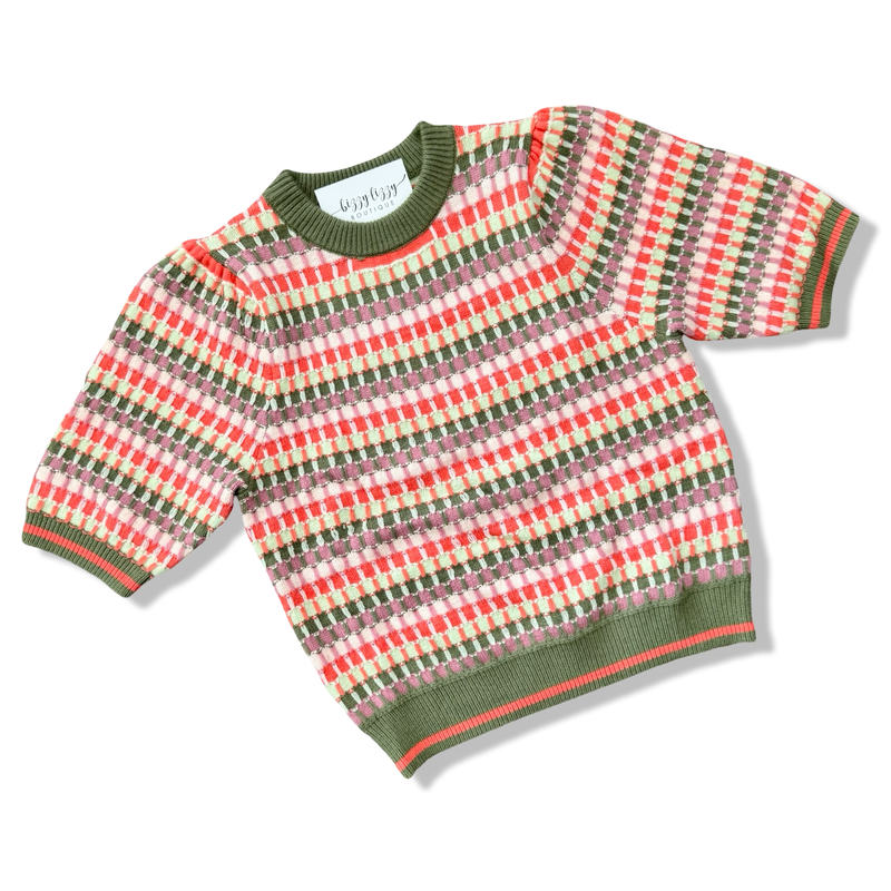 Jill Sweater THML Olive Green and Orange