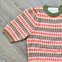 Jill Sweater THML Olive Green and Orange Close Up Detail