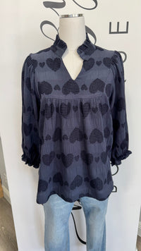 Juliet Top Umgee Navy Hearts Mannequin 1