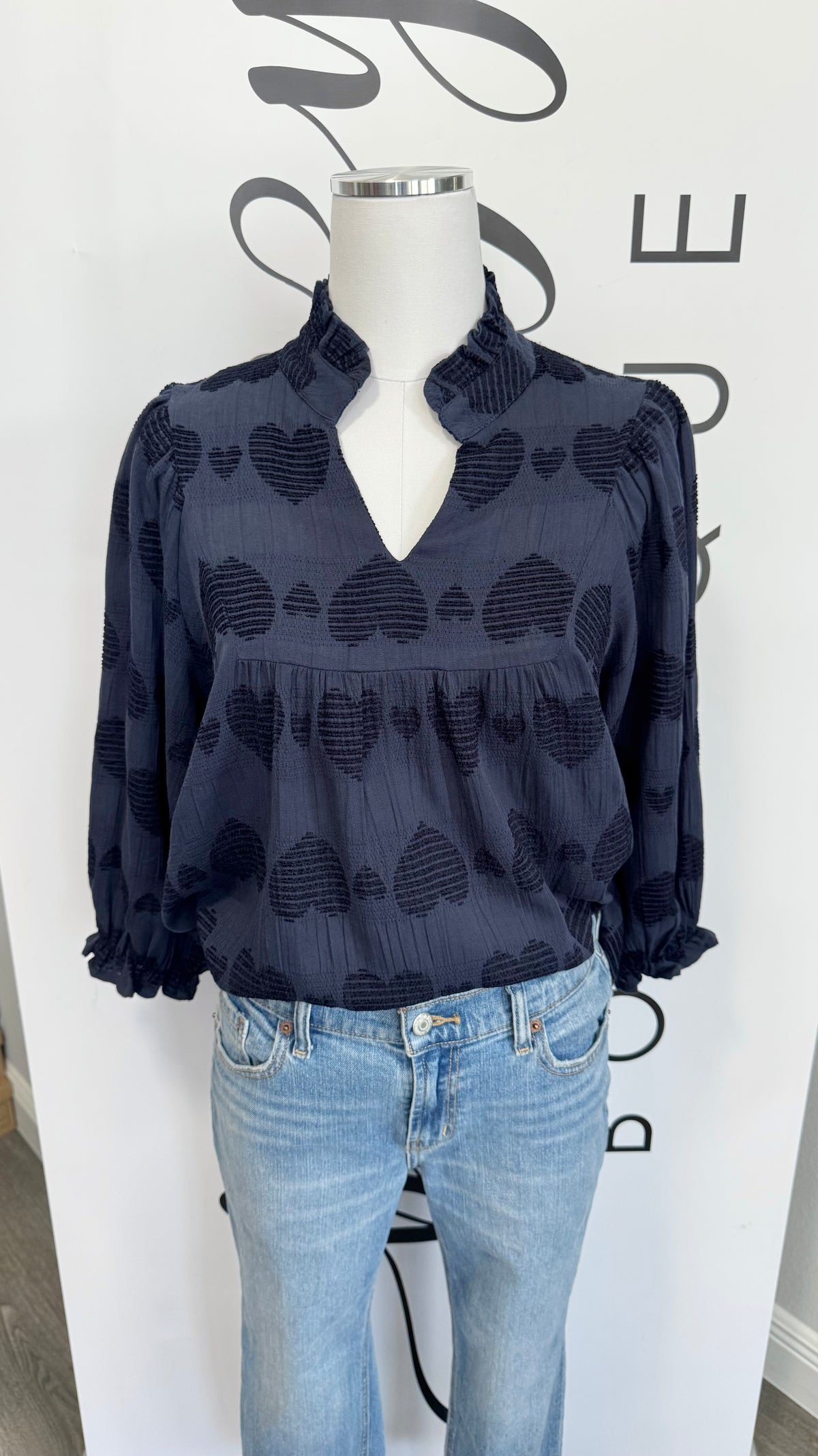 Juliet Top Umgee Navy Hearts Mannequin 2