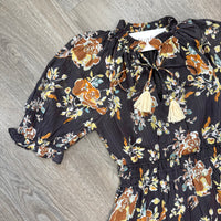 Kara Dress THML Black Floral Close Up