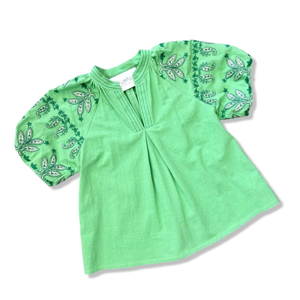 Kelly Green Umgee Embroidered Top Emerson