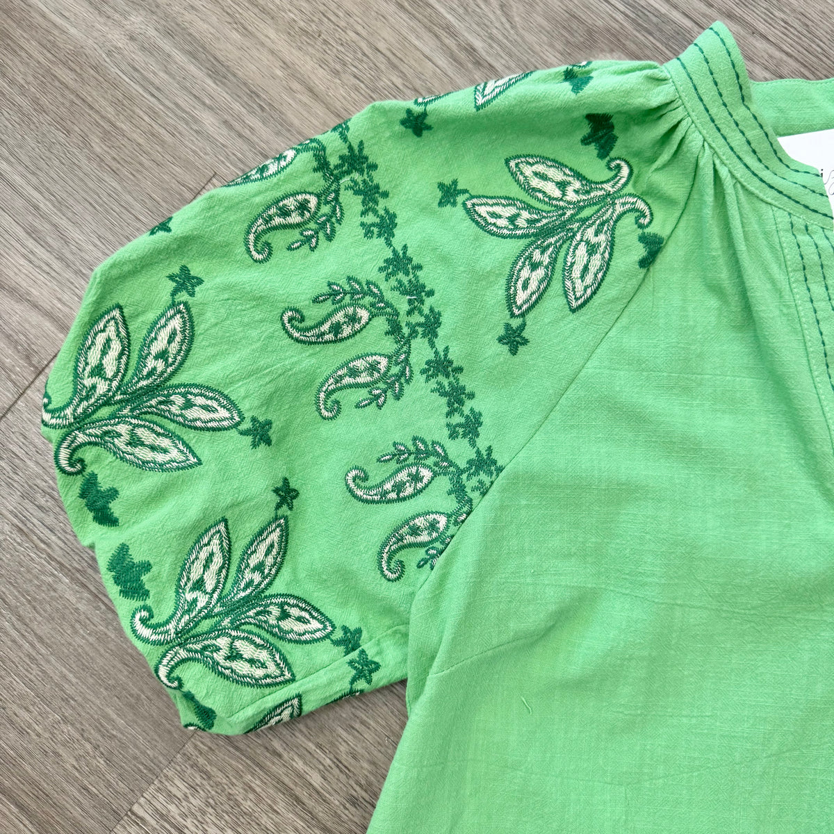 Kelly Green Umgee Embroidered Top Emerson