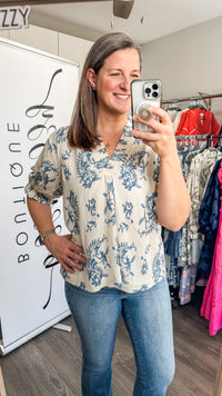 Lennon Blue Umgee Print Paisley Model 1