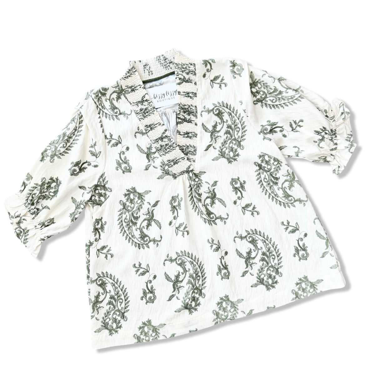 Lennon Green Umgee Print Top