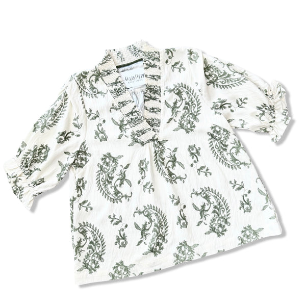 Lennon Green Umgee Print Top