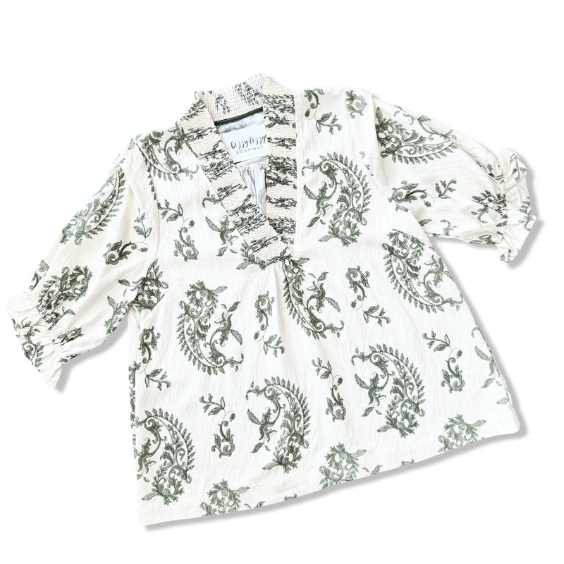 Lennon Green Umgee Print Top