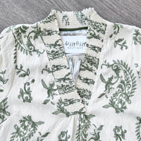 Lennon Green Umgee Print Top Neckline