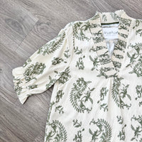Lennon Green Umgee Print Top Sleeve