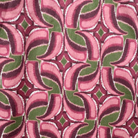Malbec Wine and Olive Green Entro Top Puff Sleeve Close Up Of Print