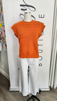 Mason THML Burnt Orange Cap Sleeve Sweater on Mannequin