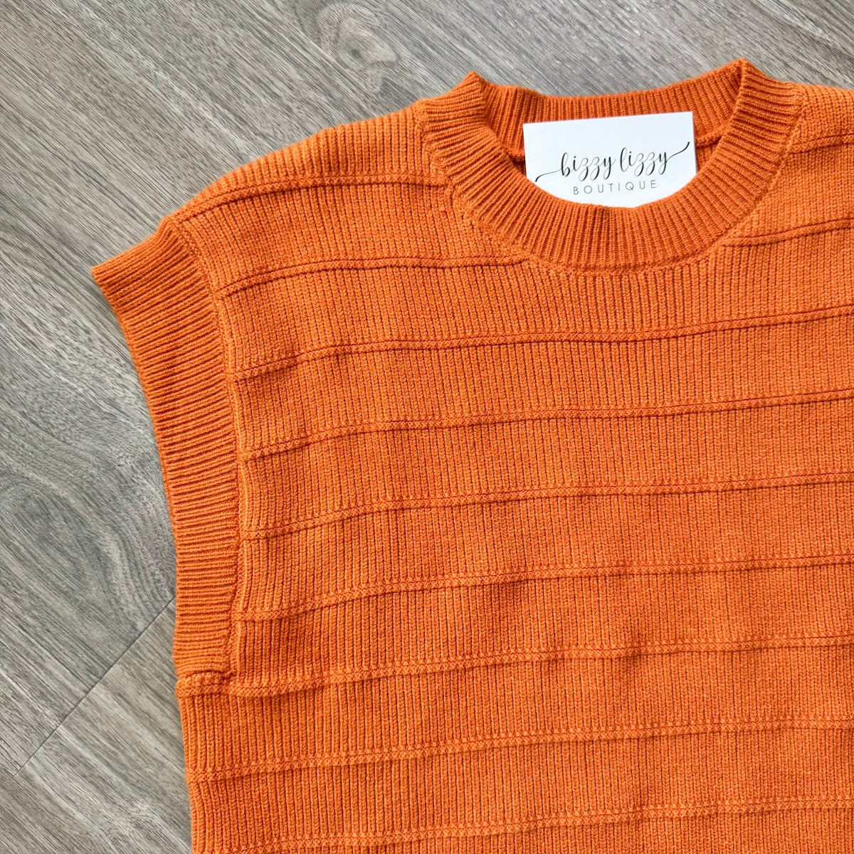 Mason THML Burnt Orange Cap Sleeve Sweater Close Up Sleeve