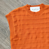 Mason THML Burnt Orange Cap Sleeve Sweater Close Up Sleeve