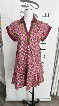 Merlot Wine and Olive Green Entro Dress Mannequin