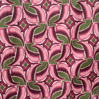Merlot Wine and Olive Green Entro Dress Close up of Print