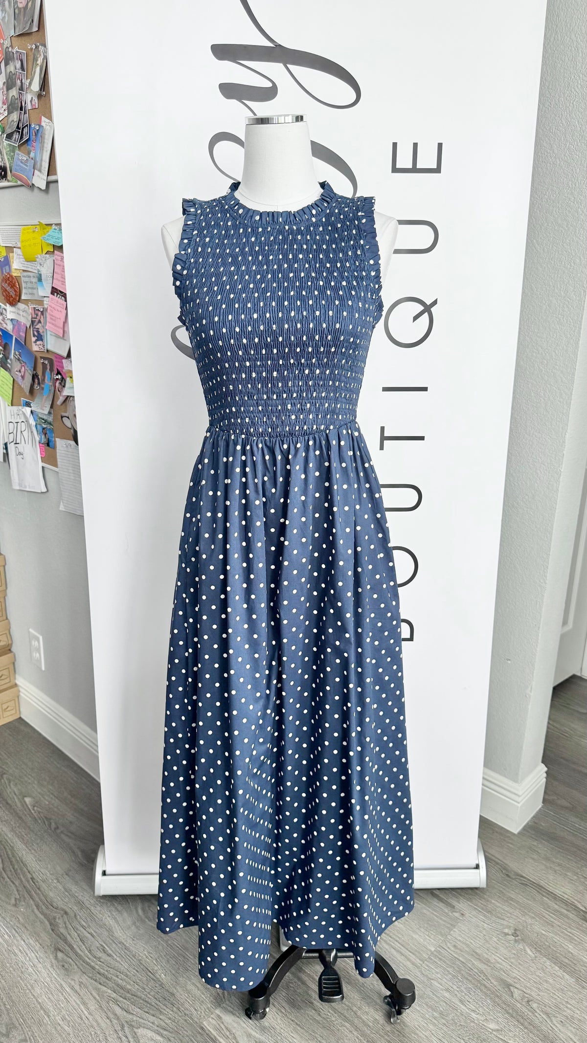 Nadia Sugarlips Navy Polka Dot Dress Mannequin