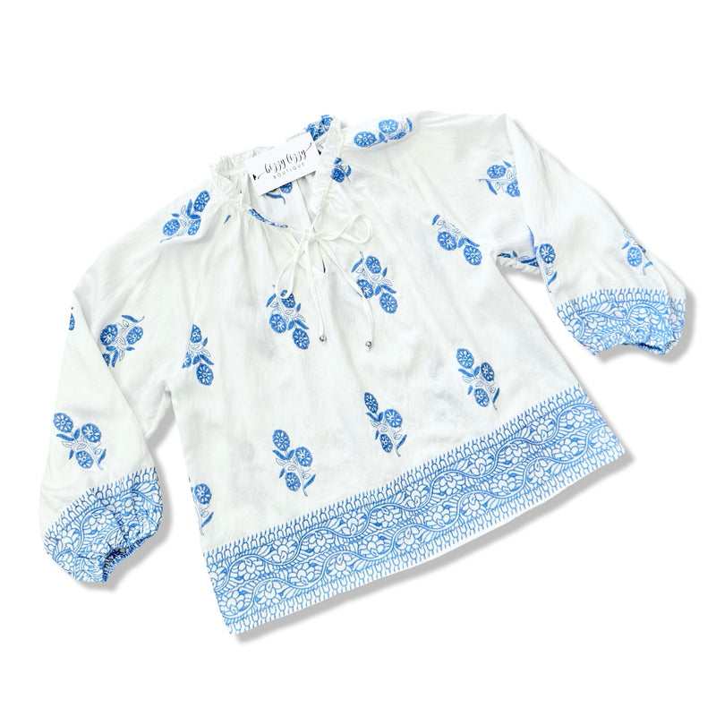 Natalie Embroidered Top Entro 3/4 Sleeve